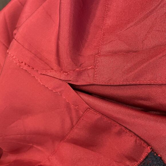 Vintage 60s Whimsigoth Silky Red Taffeta Black Lace Full Slip Dress Women Size M - Picture 9 of 9